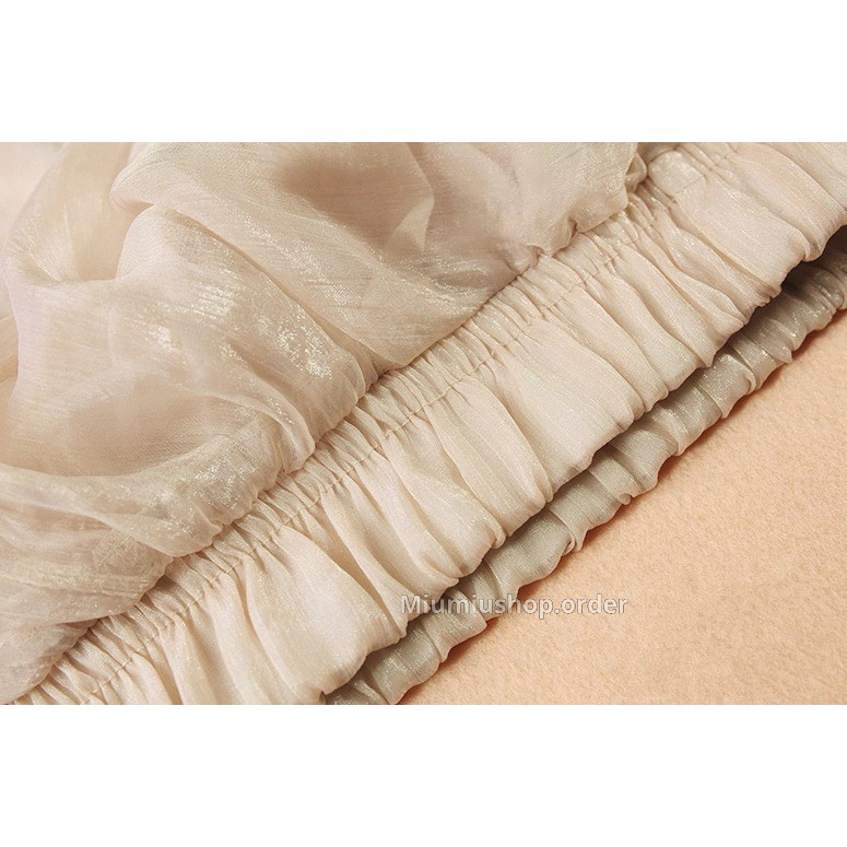 Chân váy midi voan phong cách vintage hàng QC màu be free size