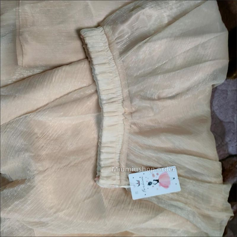 Chân váy midi voan phong cách vintage hàng QC màu be free size