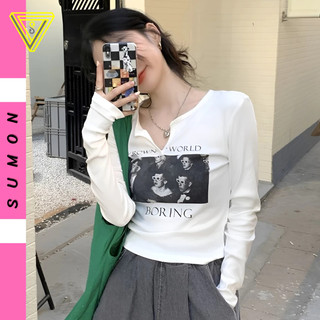 Áo Croptop TAY DÀI GROWN UP Cổ Khoét Chất Thun Gân, Áo Thun Ôm Body In Hoạ Tiết Kiểu Sexy Nữ Đẹp Tôn Dáng