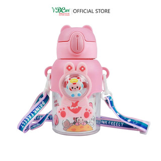 Bình nước ngộ nghĩnh cho bé 600ml VBC-BOTWK1204 có van chống sặc, chịu nhiệt, có quai cầm, ống hút 600ml VBCare
