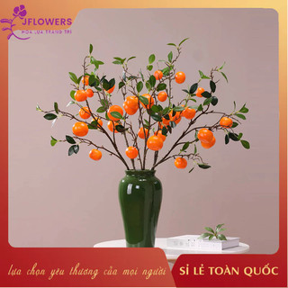 Cành quýt trang trí 6 quả 90cm - cành quả giả hoa giả trang trí phòng khách cắm bình hoa để bàn trang trí tết jflowers