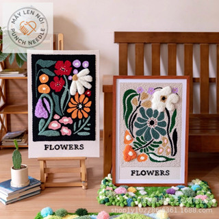 DIY Tranh thêu len xù 30x40cm, Tranh thêu len nổi HOA MÙA XUÂN, tranh thêu trang trí nhà cửa, quà tặng handmade