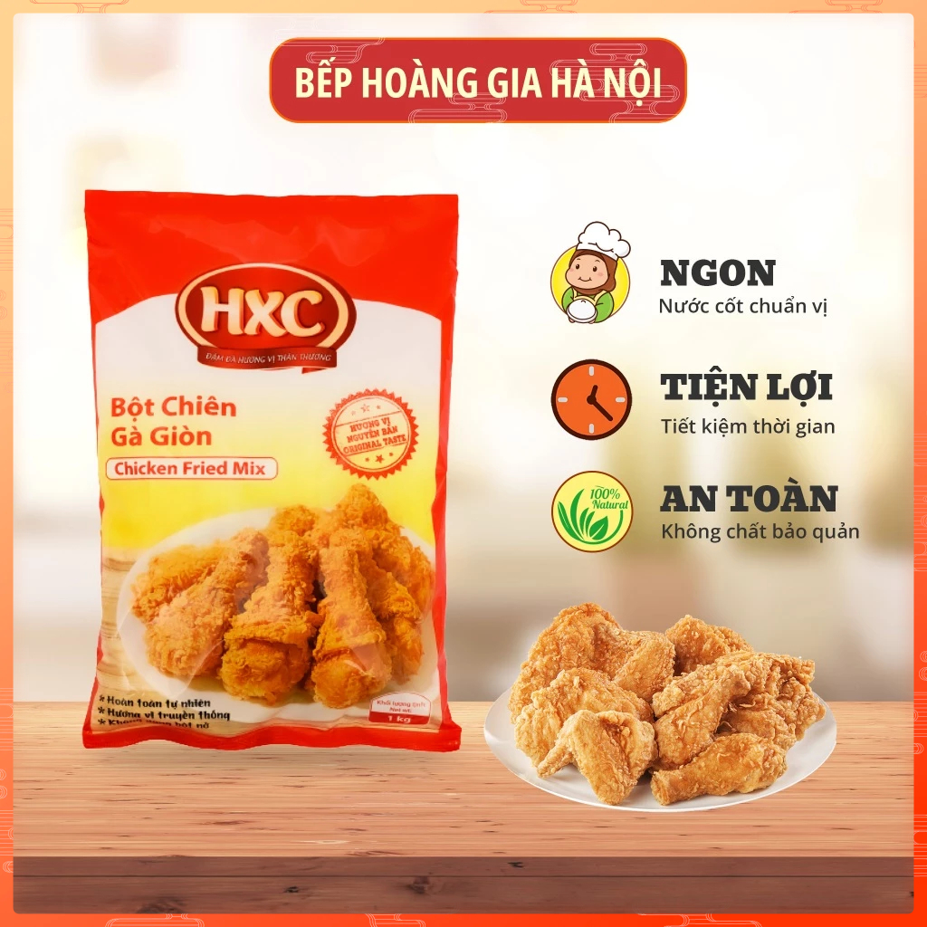 Bột chiên Gà giòn 1KG chính hãng HXC cho món gà rán giòn rụm chuẩn vị KFC, thơm ngon khó cưỡng