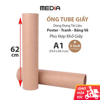 Ống Tube Đựng Poster A1 Dài 62cm Lỗ ø76mm (3 inch), Ống Đựng Giấy Vẽ, Ống Giấy Tròn, Ống Lõi Giấy