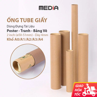 Ống Tube Giấy Đựng Poster A0/A1/A2/A3/A4, Lỗ ø51mm (2 inch) Dày 4mm, Ống Giấy Tube Ống Giấy Tròn