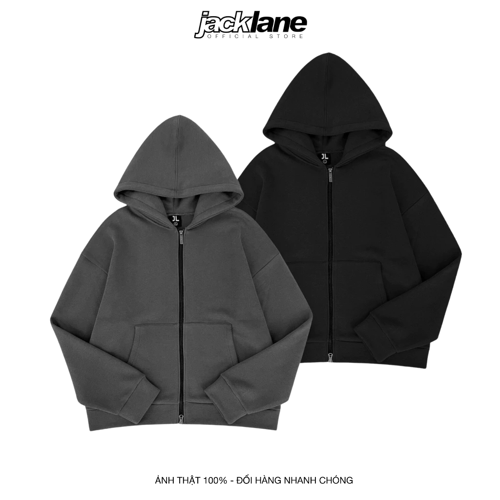 Áo khoác Hoodie Jacket Zipline Jack Lane, Áo khoác nỉ có mũ form rộng nam nữ unisex, Local Brand Jack lane