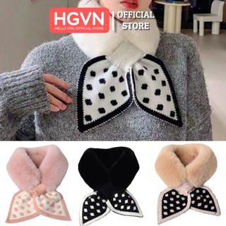 Khăn Choàng Cổ Lông Thỏ Dày Dặn Giữ Ấm Mùa Đông Phong Cách Hàn Quốc