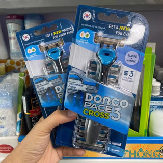Cần cạo râu dorco + dao cạo râu 3 lưỡi imexco dorco pace 3 cross kèm lưỡi thay