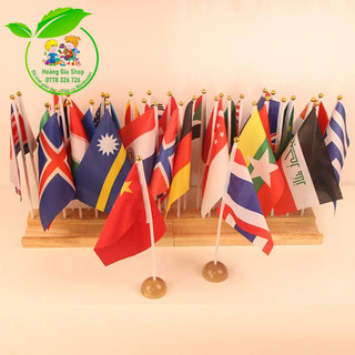 Bộ 36 cờ vải/ quốc kỳ các nước kèm chân đế - Flags of 36 countries with stand