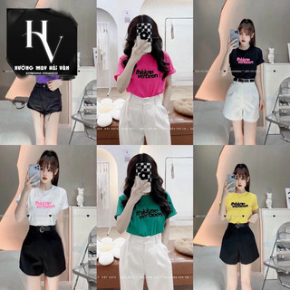 Hv - áo phông chữ xù, áo phông nữ unisex from dáng vừa đẹp