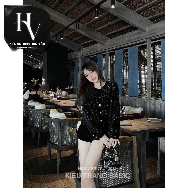 HV- Áo Khoác Nhung Kim Sa 2 Lớp Trẻ Trung Sang Trọng