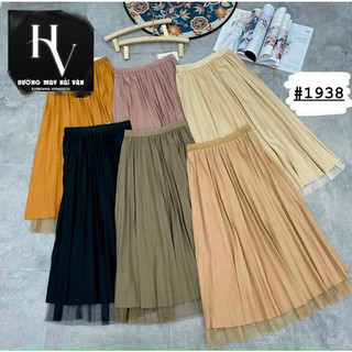 Chân váy xếp ly dài 2 lớp mặc 2 mặt