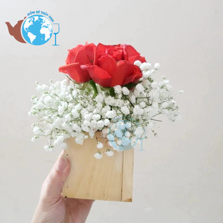 Hộp gỗ cắm hoa để bàn cực xinh / lọ gỗ cắm hoa để bàn 8x8