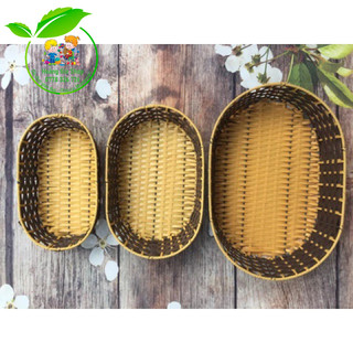 Rổ nhựa giả mây hình oval