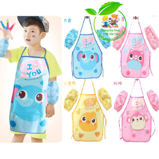 Tạp dề chống thấm nước có bao tay cho bé