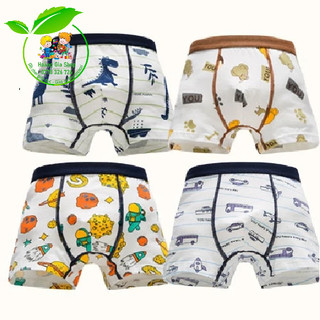 Set 4 quần lót đùi cho bé trai, quần sịp đùi bé trai bằng cotton