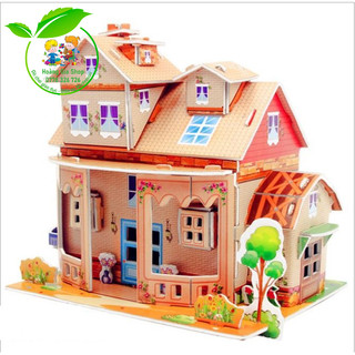 Ghép hình 3D -  Biệt thự cam hồng