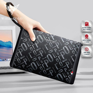 Ví cầm tay nam da bò, clutch nam hàng hiệu williampolo túi kẹp nách nam cao cấp vc12 size 26cm