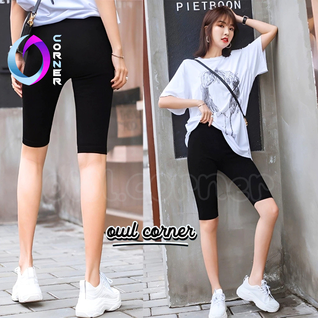 Quần LEGGING Nữ Lửng Chất Thun Thái, Quần Legging Đùi Cạp Cao Dáng Ôm Mặc Tập Gym Yoga Freesize OWL CORNER