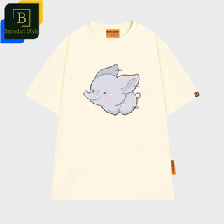 Áo thun tay lỡ unisex in hình Voi con chạy tốc độ vui nhộn cute speedy baby Elephant shirt BND730
