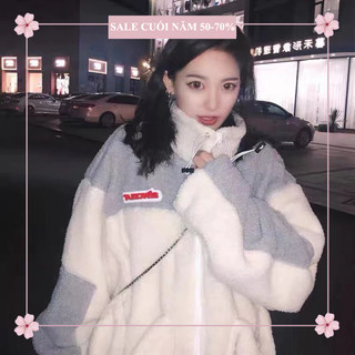 Áo khoác lông cừu Ulzzang dạo phố phong cách cổ cao, Áo lông cừu Unisex Hàn Quốc