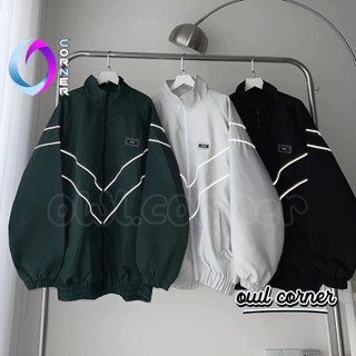Áo khoác dù wzs thêu phản quang unisex nam nữ dù 2 lớp, áo khoác bomber cổ đứng form rộng thêu logo ulzzang owl corner