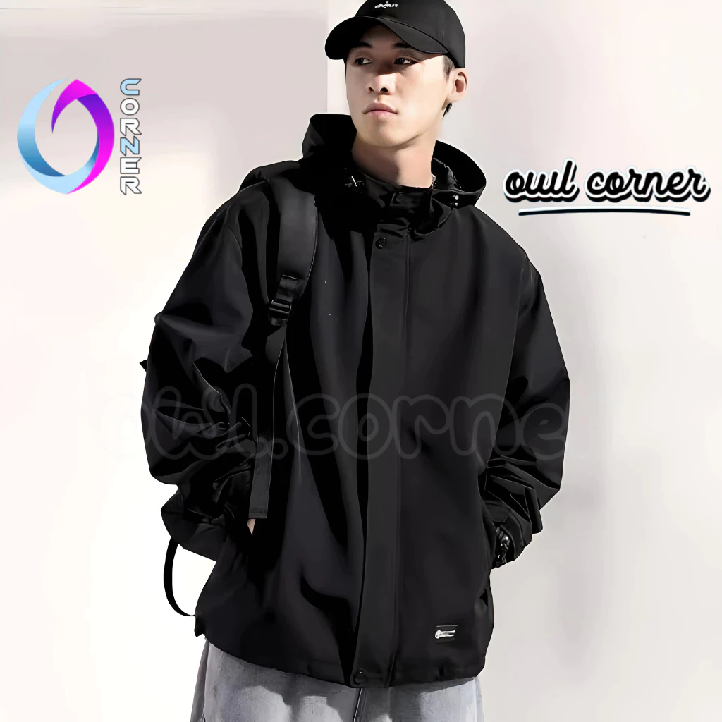 Áo Khoác Dù TRƠN CÓ NÓN Form Rộng Unisex Nam Nữ, Áo Khoác Bomber Chất Dù 2 Lớp Chống Nắng OWL CORNER