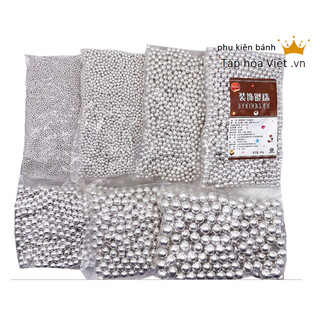 Lọ 100g Kẹo Bi Đuong màu BẠC trang trí bánh sinh nhật, hạt trang trí