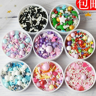 Lọ 100g Kẹo Bi Đuong màu trang trí bánh sinh nhật, kẹo bông đường