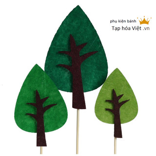 Set 3 Cây Rừng trang trí bánh, cây xanh nhỏ, rừng cây xanh