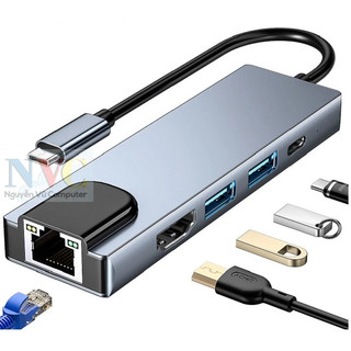 Hub type c 5 in 1 to hdmi, rj45, 2 x usb 3.0, usb type c