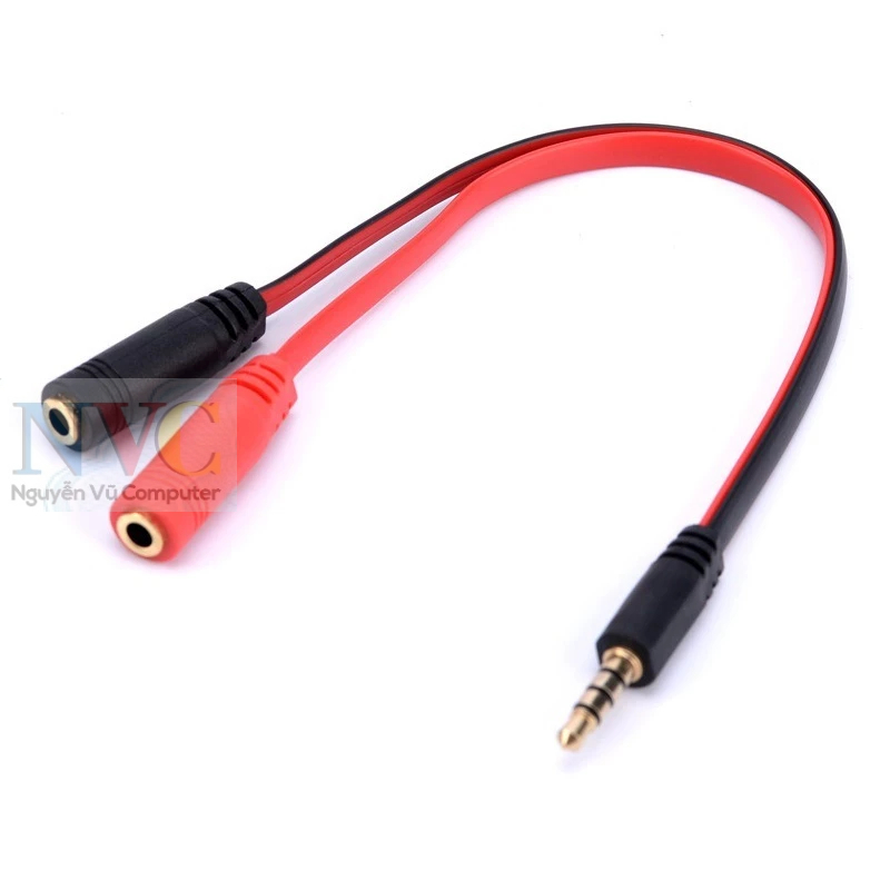 Dây chuyển đổi tai nghe 3.5mm sang 2 cổng 3.5mm cho âm thanh audio và mic