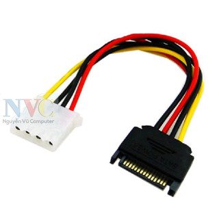 Cáp nguồn chuyển đổi sata sang ide 4 pin molex- sata 15pin male to molex 4pin female