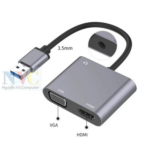 Dây cáp chuyển đổi từ usb 3.0 sang hdmi + vga + audio 3.5mm