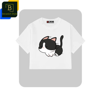 Croptop freesize in hình Mèo đen baby chạy tốc độ cao vui nhộn cute speedy baby black cat BND742