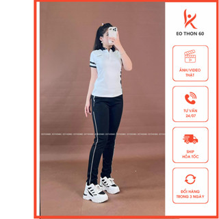 Áo có cổ titlest MÀU TRẮNG , quần 1 sọc không bo ĐEN SỌC TRẮNG [hình thật shop chụp] Eothon60
