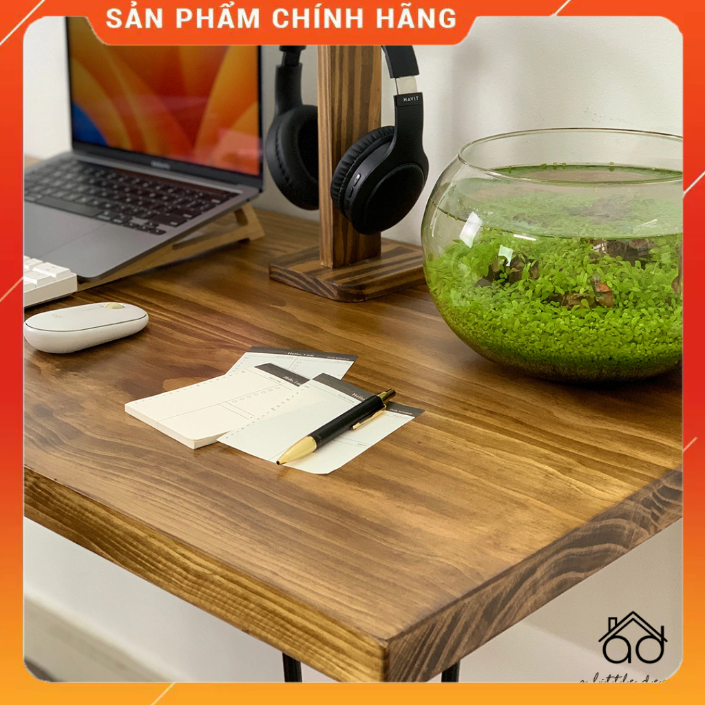 Bàn Làm Việc, Bàn Gaming Bằng Gỗ Thông Tự Nhiên Nguyên Khối 100% Không Cong Vênh - Chuyên Decor, Setup Góc Làm Việc