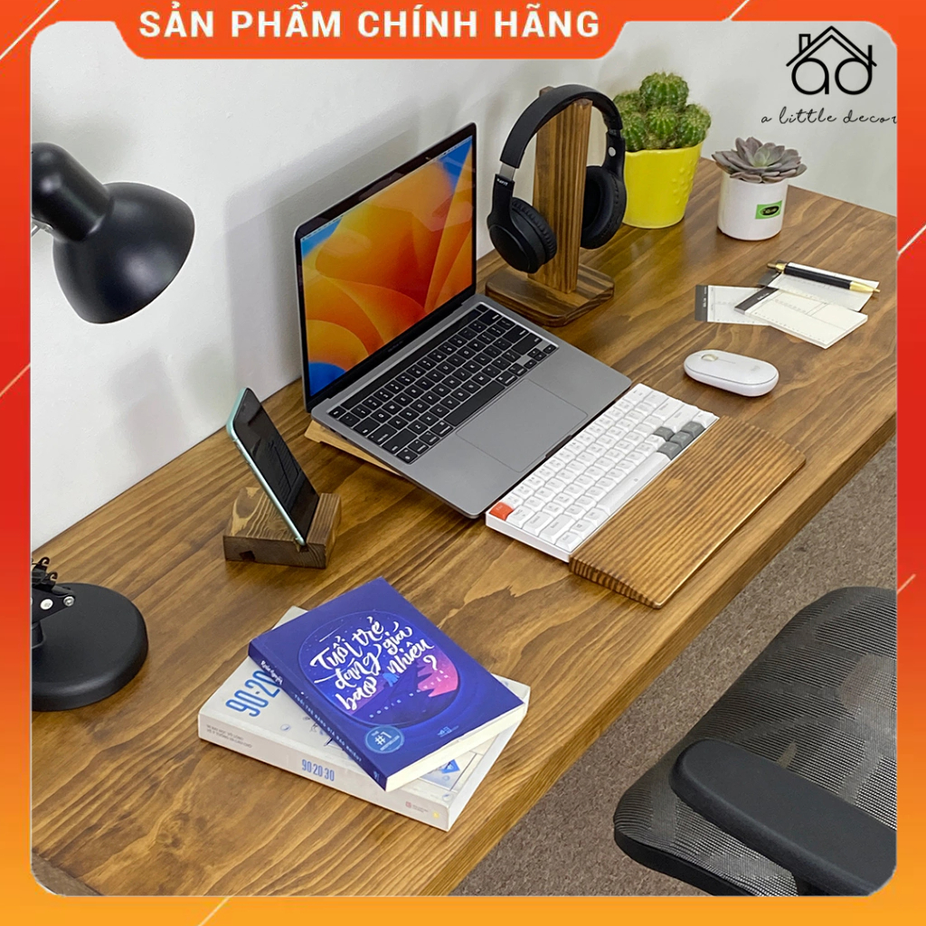 Bàn Làm Việc, Bàn Gaming Bằng Gỗ Thông Tự Nhiên Nguyên Khối 100% Không Cong Vênh - Chuyên Decor, Setup Góc Làm Việc