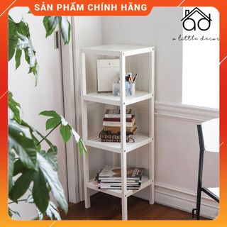 Kệ gỗ 4 tầng gỗ tự nhiên - kệ tab đầu giường 4 tầng trắng tinh tế a little decor - kệ vuông tự lắp ráp - kệ gỗ decor
