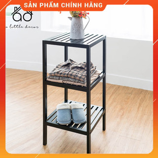 Kệ gỗ tự nhiên 100% - kệ tab đầu giường 3 tầng màu đen a little decor - kệ gỗ decor giá tốt