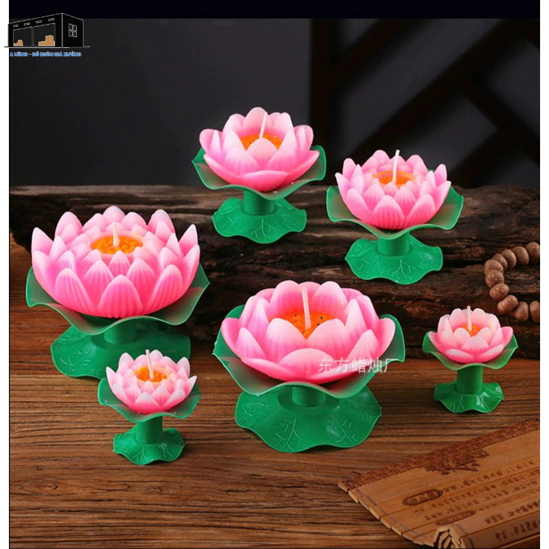 COMBO 2 Nến hình hoa sen có đế xanh
