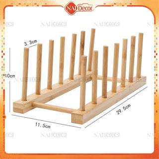 Giá để đĩa, ly NaiDecor bằng tre dùng để cất giữ,trưng bày các loại đĩa