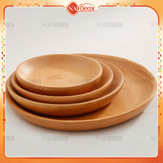 Dĩa gỗ Nai Decor hình tròn dùng trong nhà bếp, trang trí chụp đồ ăn
