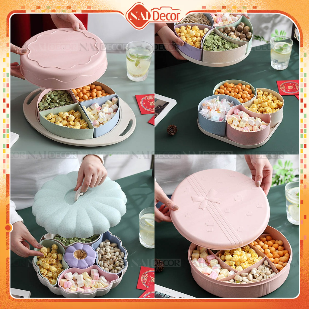 Hộp đựng mứt tết lúa mạch (Có nắp)