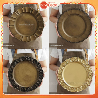 Khay nhựa tròn Cổ điển (Retro/Vintage) Nai Decor, dùng chụp ảnh, trang trí, trưng bày đồ ăn