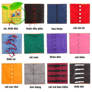 (Bản quốc tế) Khung vải dạy kỹ năng cài áo và đóng mở khóa - 12 Dressing Frames