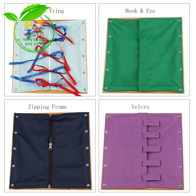 Khung vải dạy kỹ năng cài áo và đóng mở khóa - 12 Dressing Frames