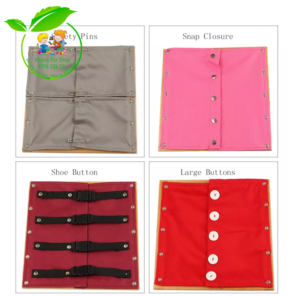 Khung vải dạy kỹ năng cài áo và đóng mở khóa - 12 Dressing Frames