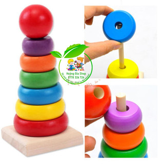 Xếp chồng - Tháp màu mini bằng gỗ
