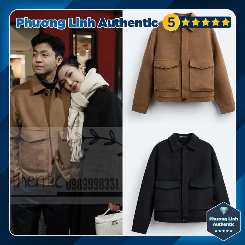Áo khoác dạ Nam dáng rộng túi nắp Zara Auth New Tag có sẵn 8491/300 8491300
